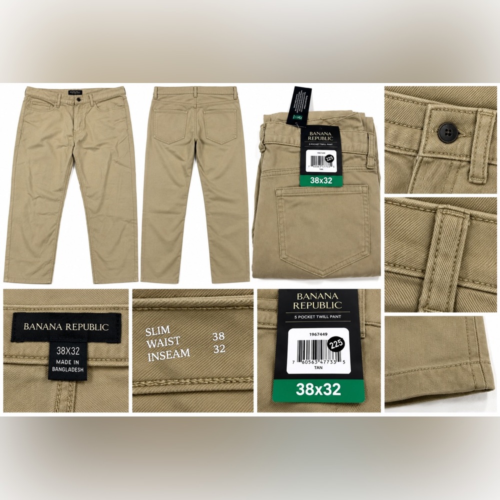 Banana Republic Men’s Straight Five-Pocket Pants - Tan 38 x 32